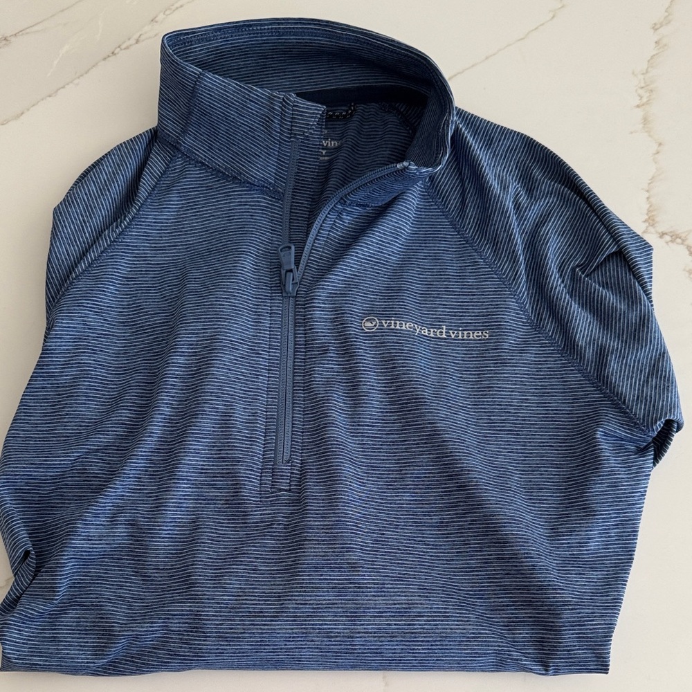 Vineyard Vines Kids Striped Blue Quarter-Zip Pullover